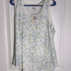 Blue, yellow and white leopard print Lularoe tank top 2xl
